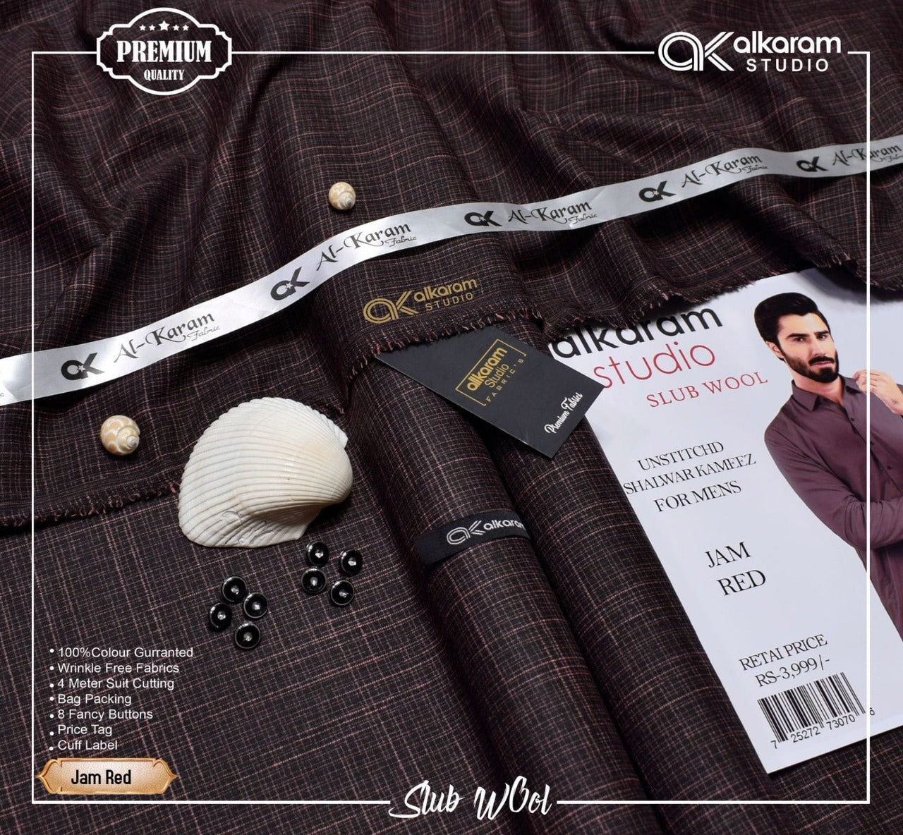 Alkaram Winter Unstitch Premium – Soft Pashmina Wool Fabric AKW 571