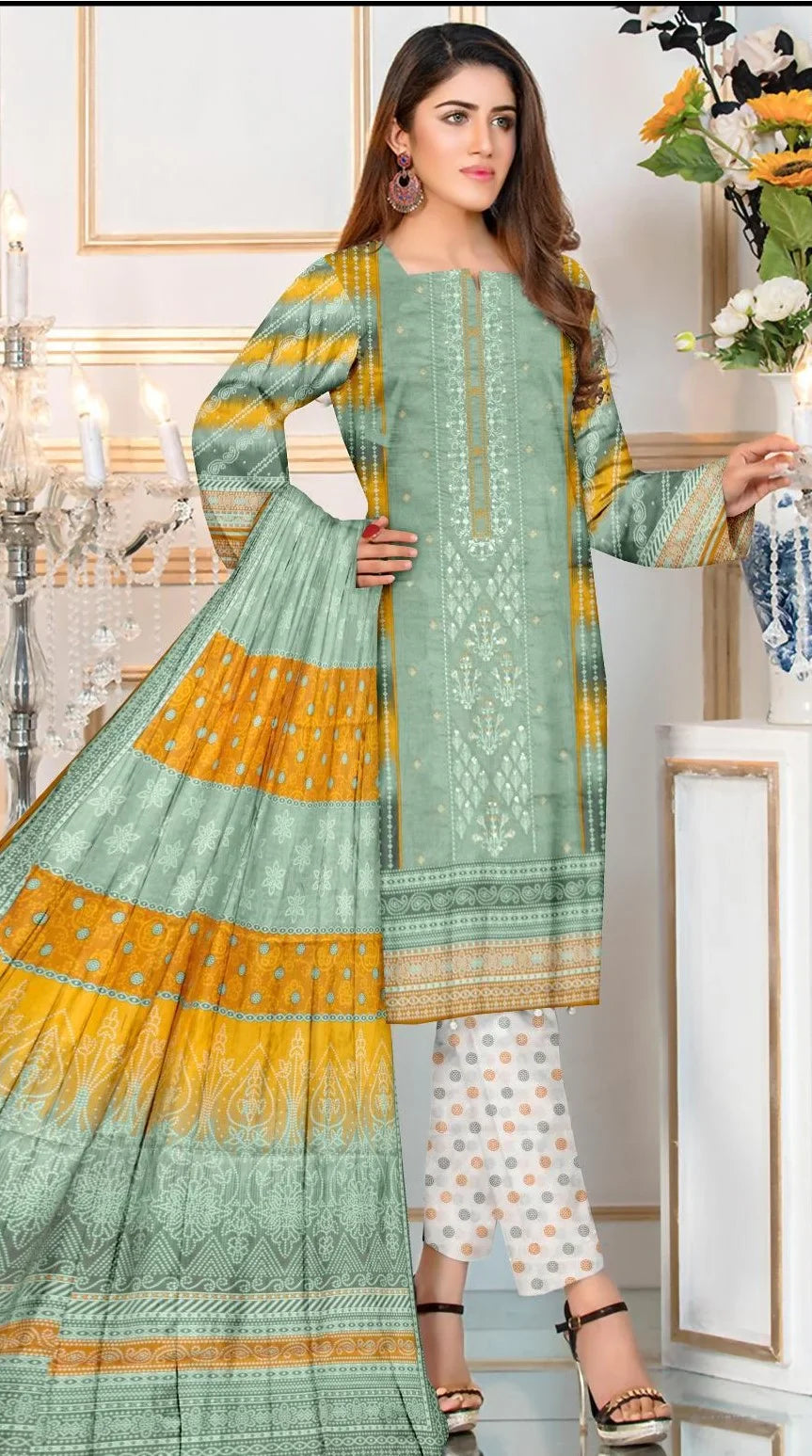 Eid special 3pc emb lawn  ES 519