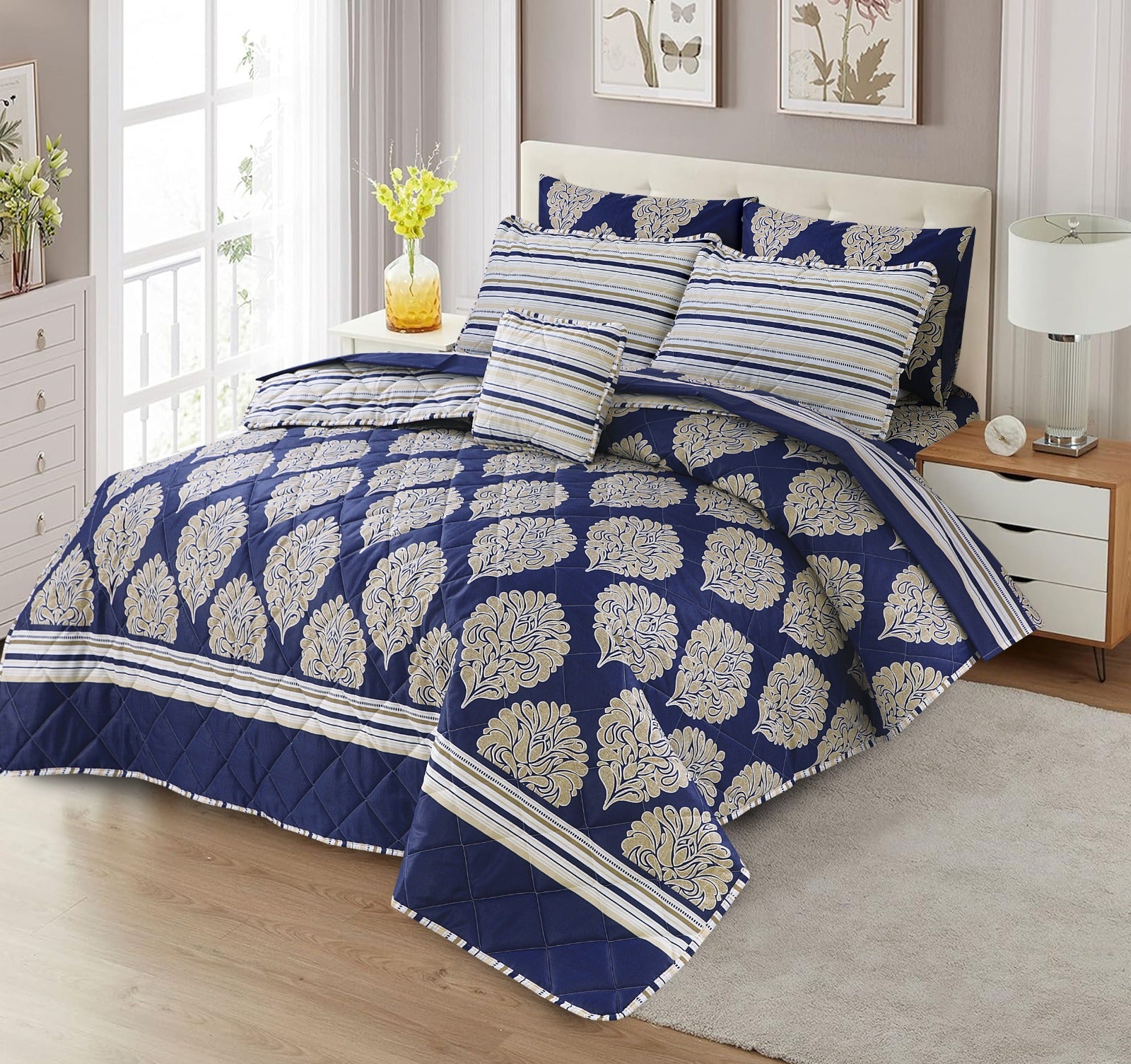 7 Pcs Comforter Set King Size Design KCC 044