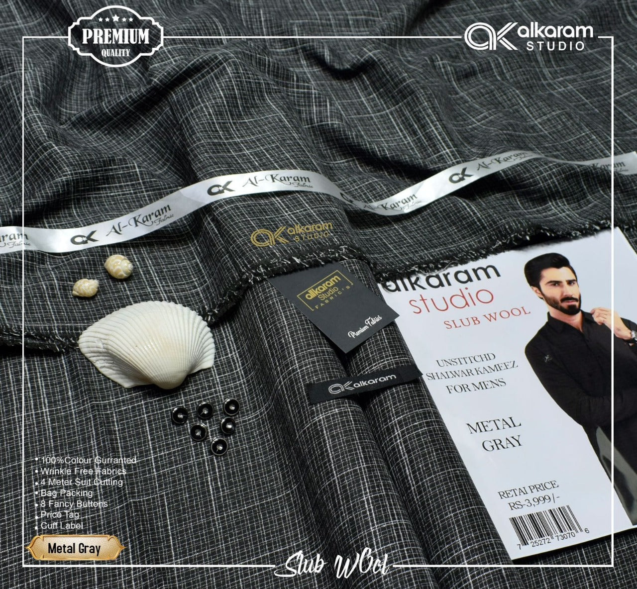 Alkaram Winter Unstitch Premium – Soft Pashmina Wool Fabric AKW 574